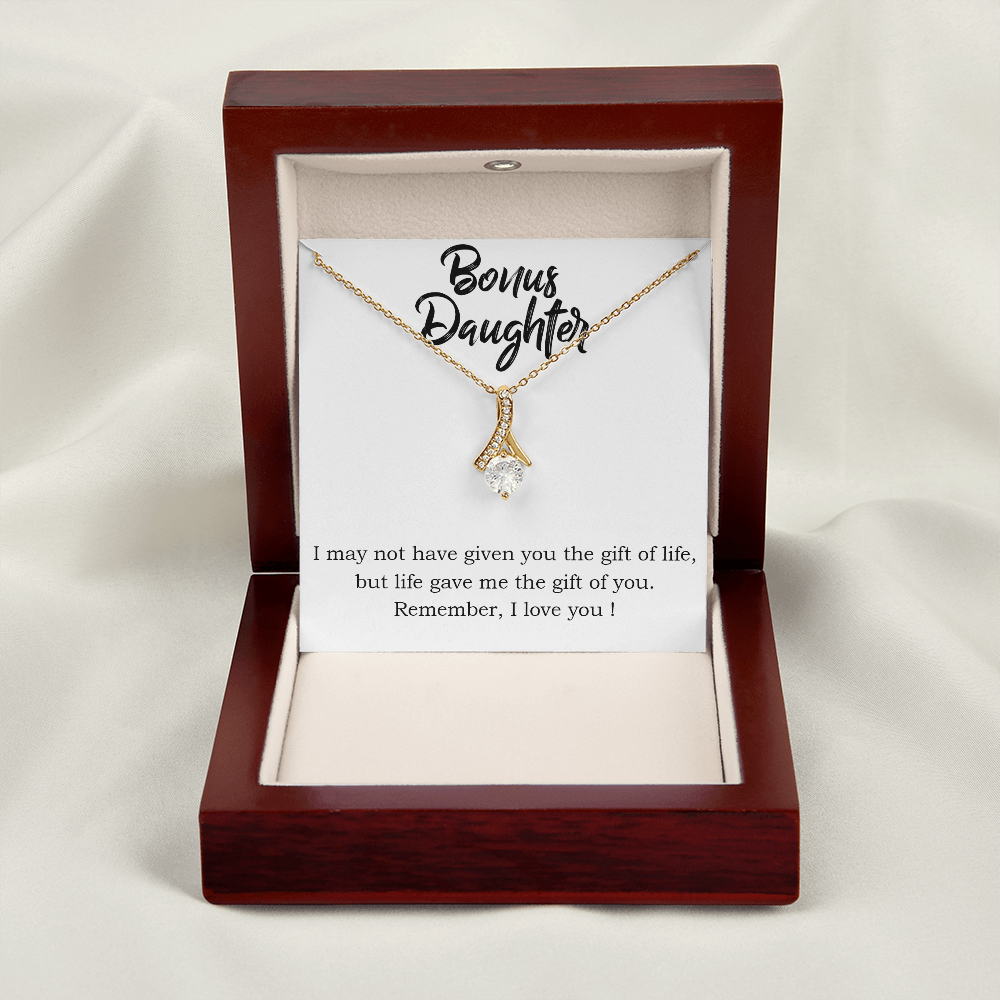 To My Stepdaughter Bonus Daughter Alluring Ribbon Necklace Message Card-Express Your Love Gifts