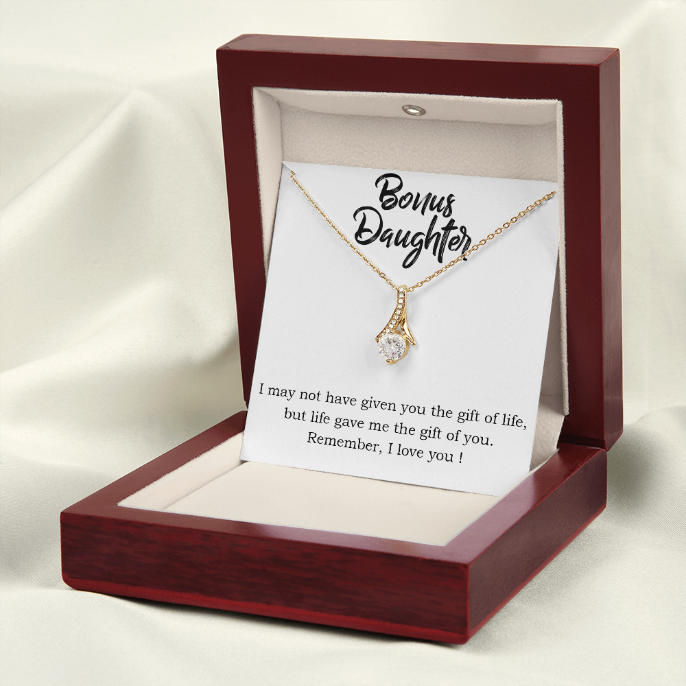 To My Stepdaughter Bonus Daughter Alluring Ribbon Necklace Message Card-Express Your Love Gifts