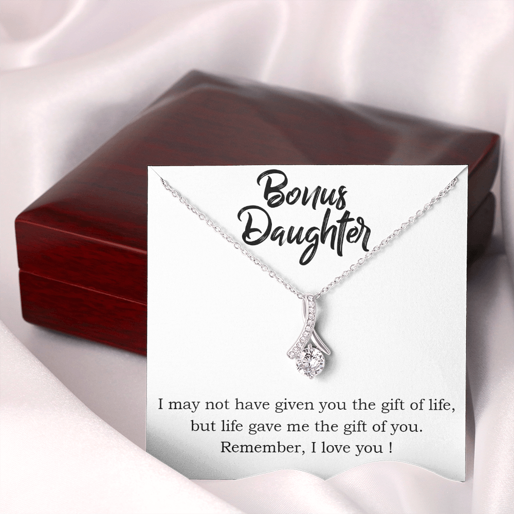 To My Stepdaughter Bonus Daughter Alluring Ribbon Necklace Message Card-Express Your Love Gifts