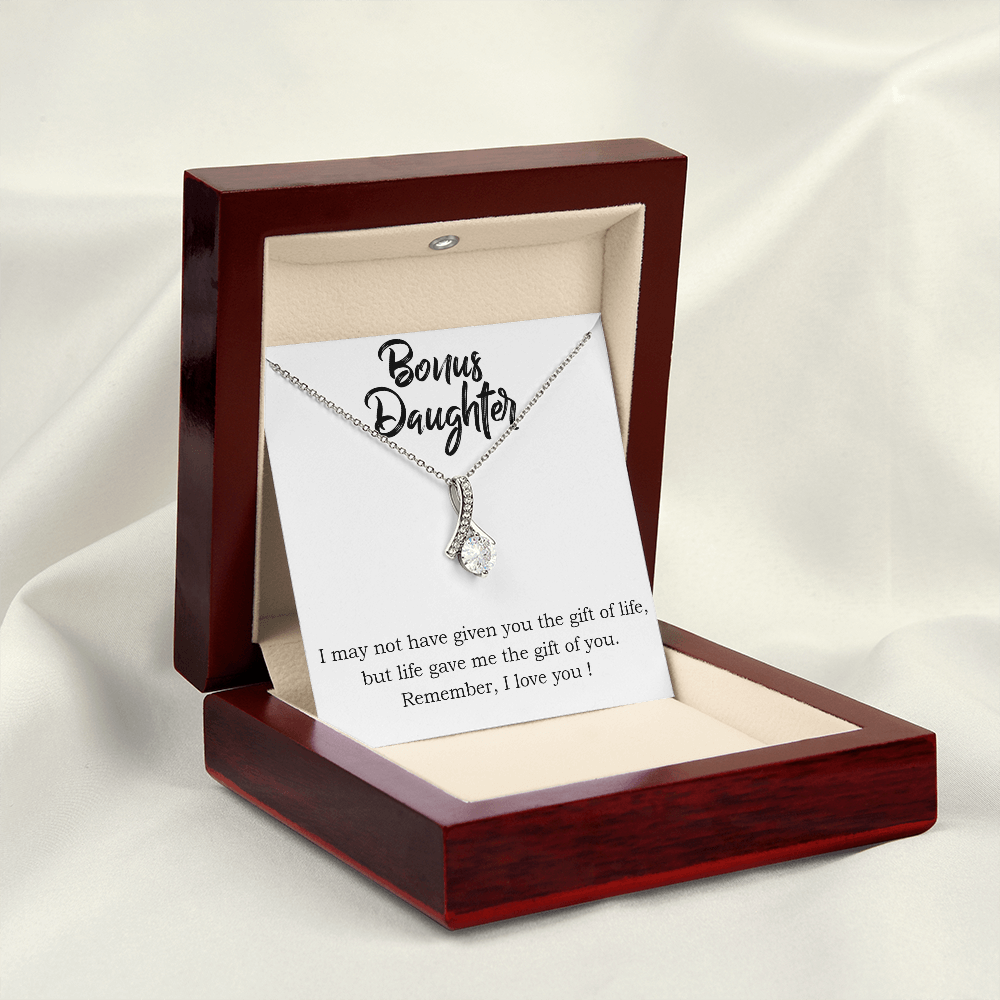 To My Stepdaughter Bonus Daughter Alluring Ribbon Necklace Message Card-Express Your Love Gifts