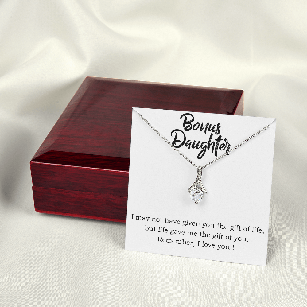 To My Stepdaughter Bonus Daughter Alluring Ribbon Necklace Message Card-Express Your Love Gifts