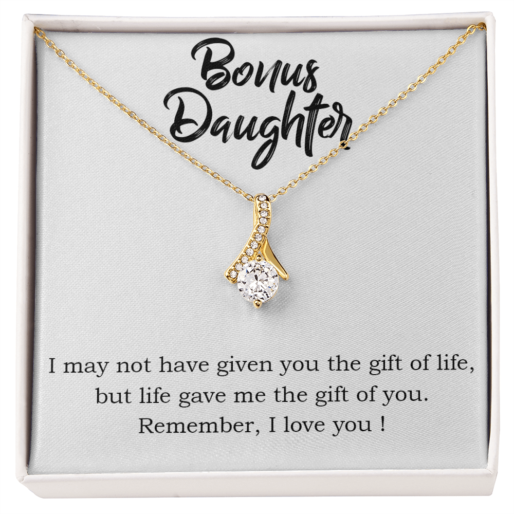 To My Stepdaughter Bonus Daughter Alluring Ribbon Necklace Message Card-Express Your Love Gifts