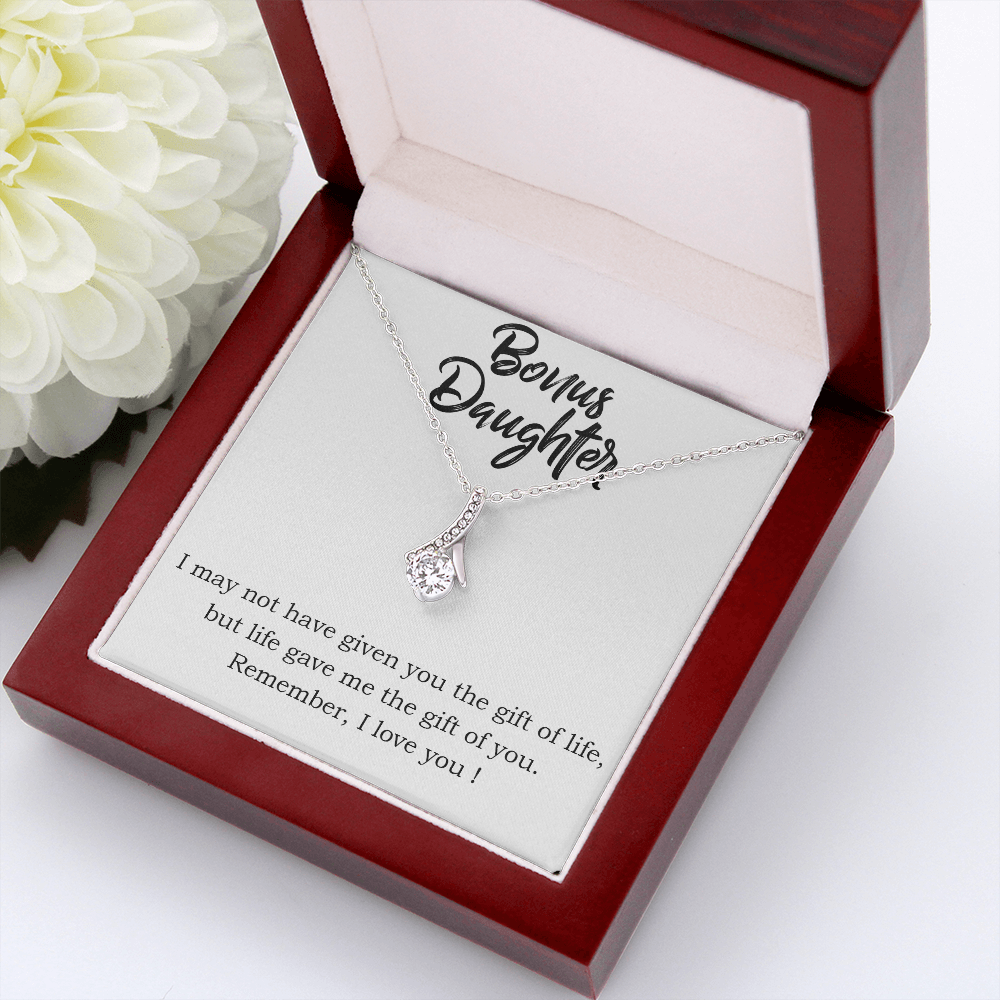 To My Stepdaughter Bonus Daughter Alluring Ribbon Necklace Message Card-Express Your Love Gifts