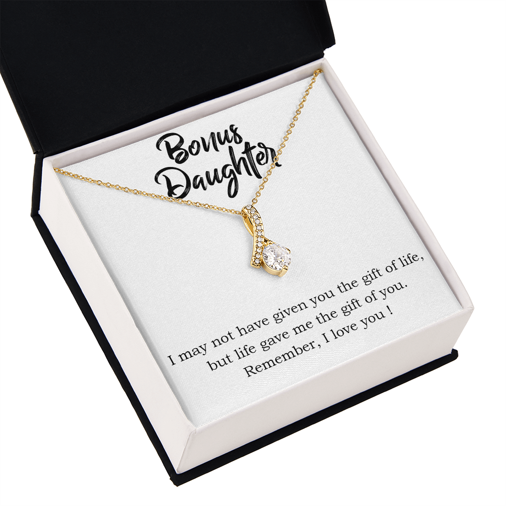 To My Stepdaughter Bonus Daughter Alluring Ribbon Necklace Message Card-Express Your Love Gifts