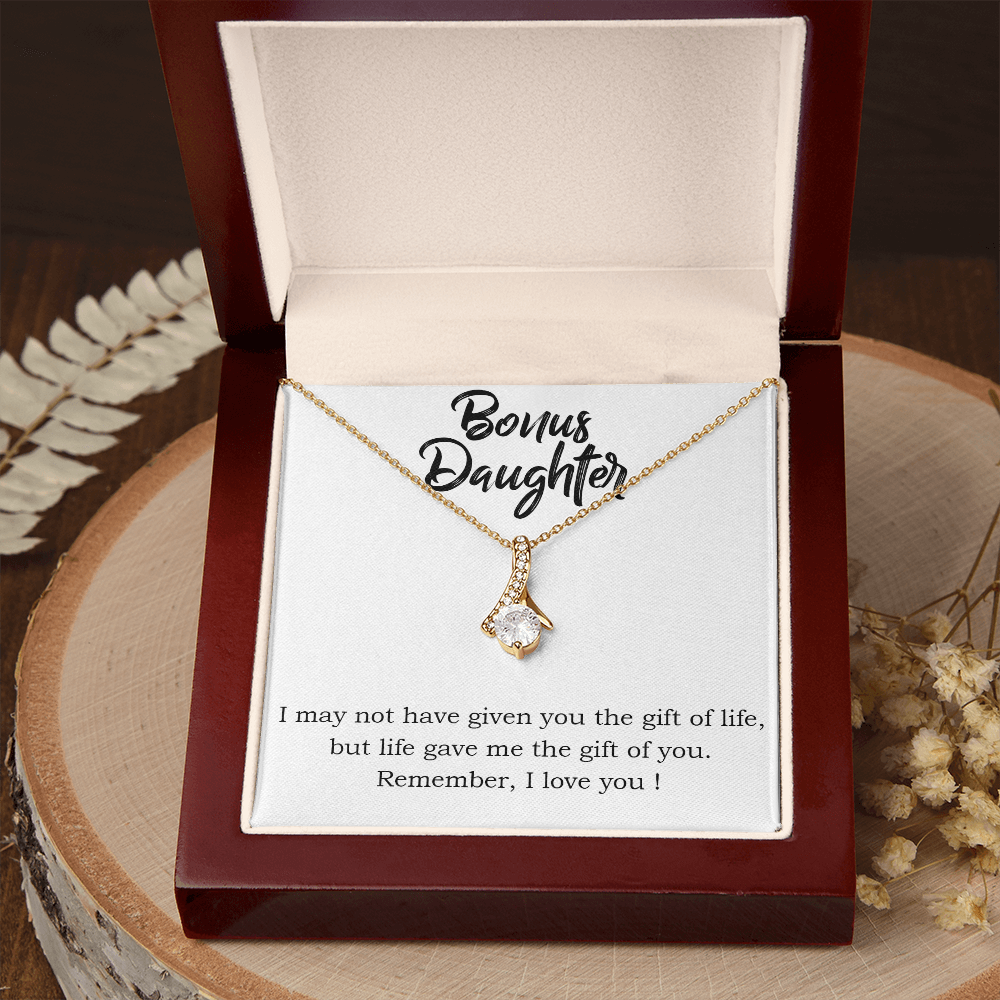 To My Stepdaughter Bonus Daughter Alluring Ribbon Necklace Message Card-Express Your Love Gifts