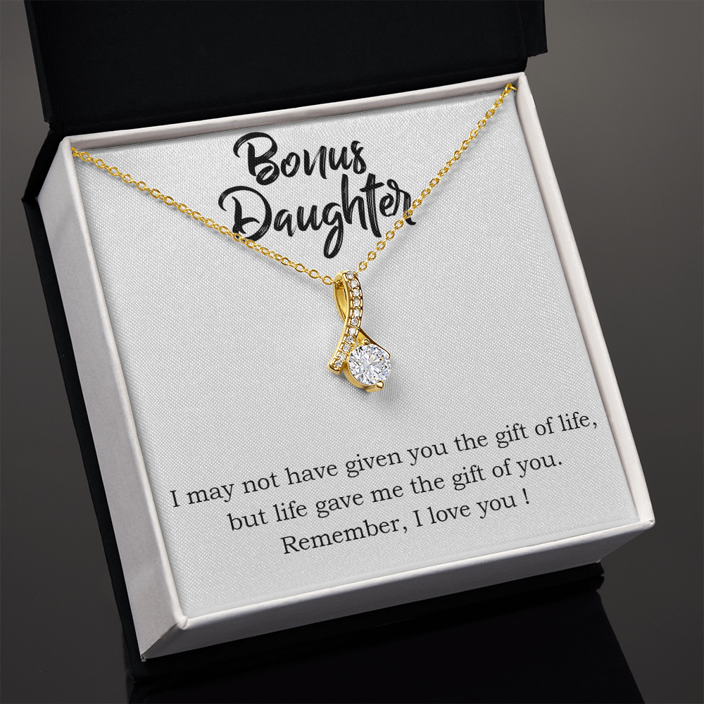 To My Stepdaughter Bonus Daughter Alluring Ribbon Necklace Message Card-Express Your Love Gifts