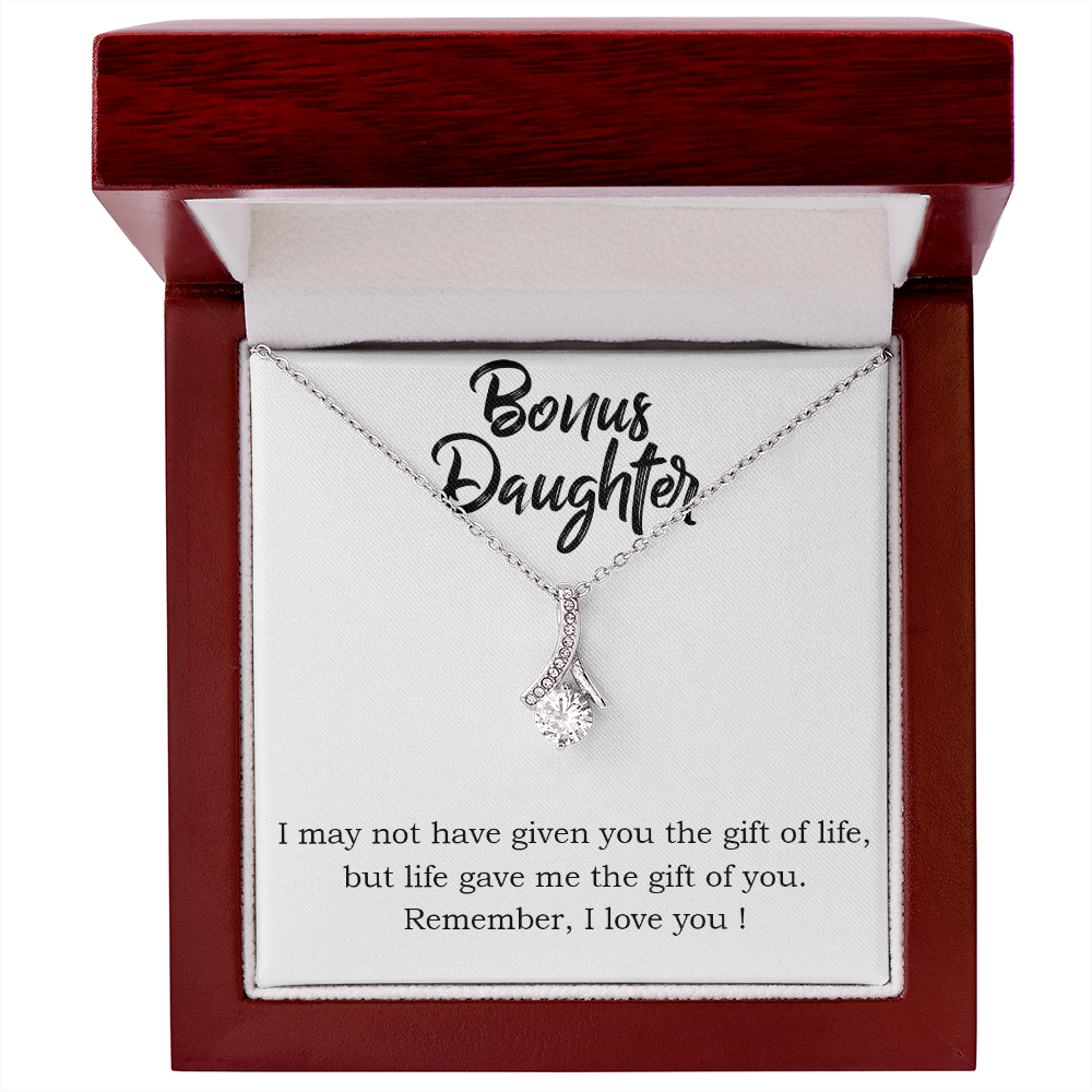 To My Stepdaughter Bonus Daughter Alluring Ribbon Necklace Message Card-Express Your Love Gifts