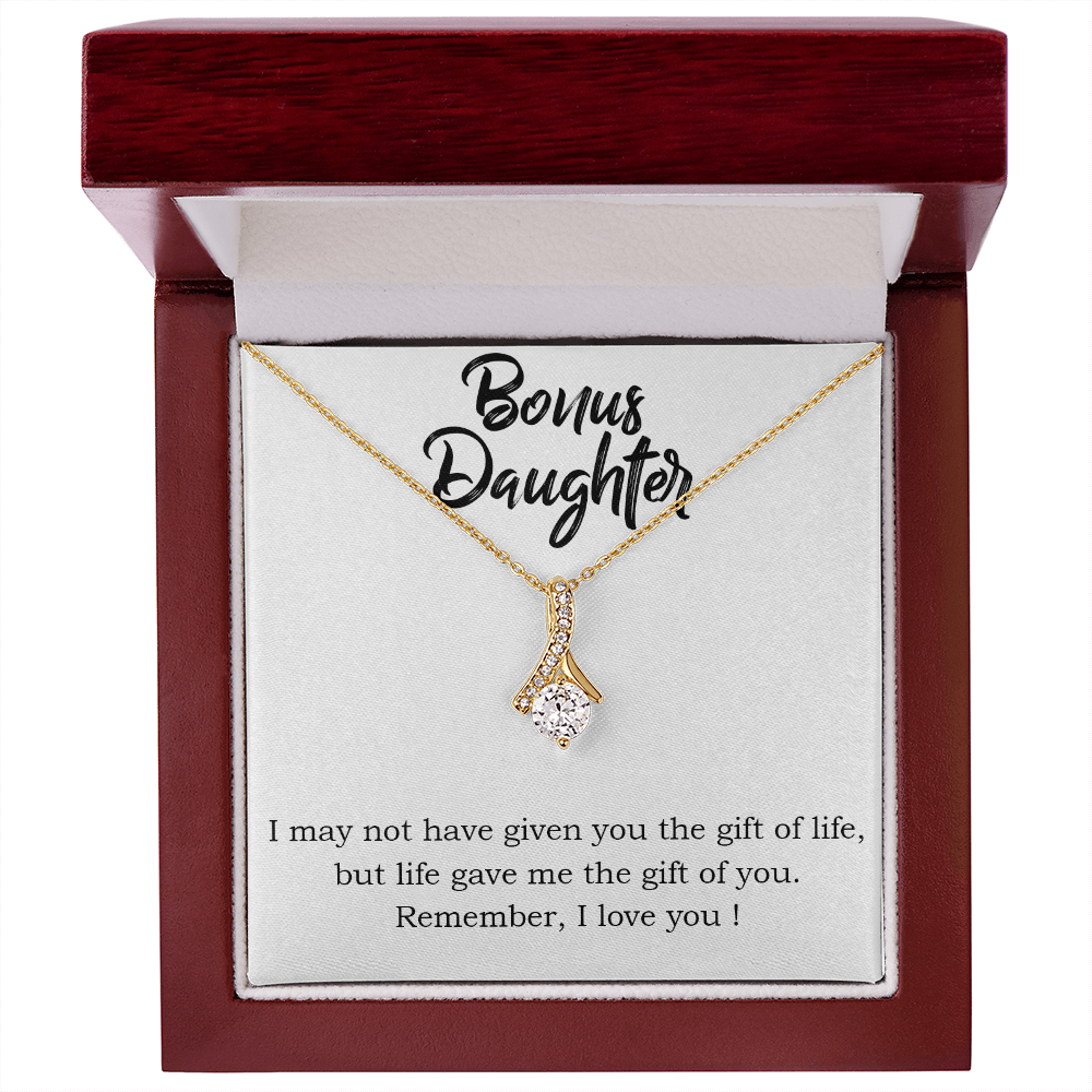 To My Stepdaughter Bonus Daughter Alluring Ribbon Necklace Message Card-Express Your Love Gifts