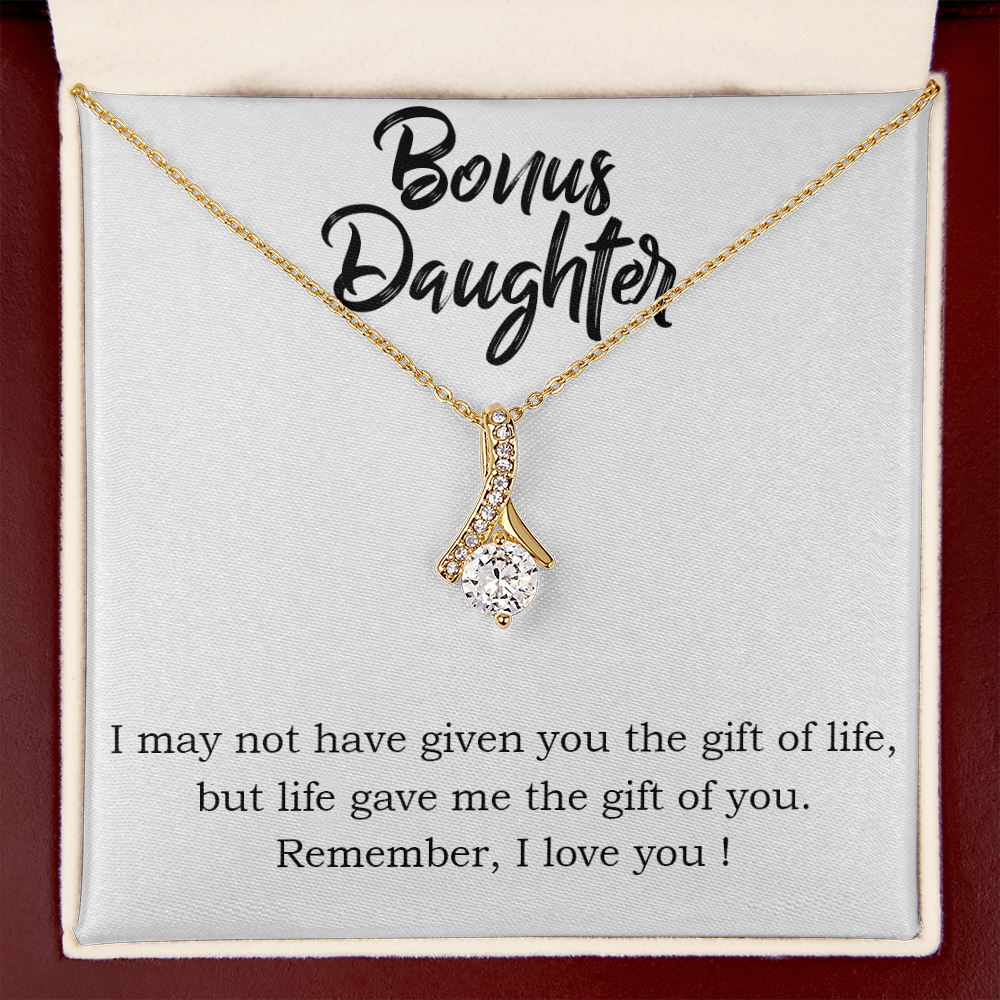 To My Stepdaughter Bonus Daughter Alluring Ribbon Necklace Message Card-Express Your Love Gifts