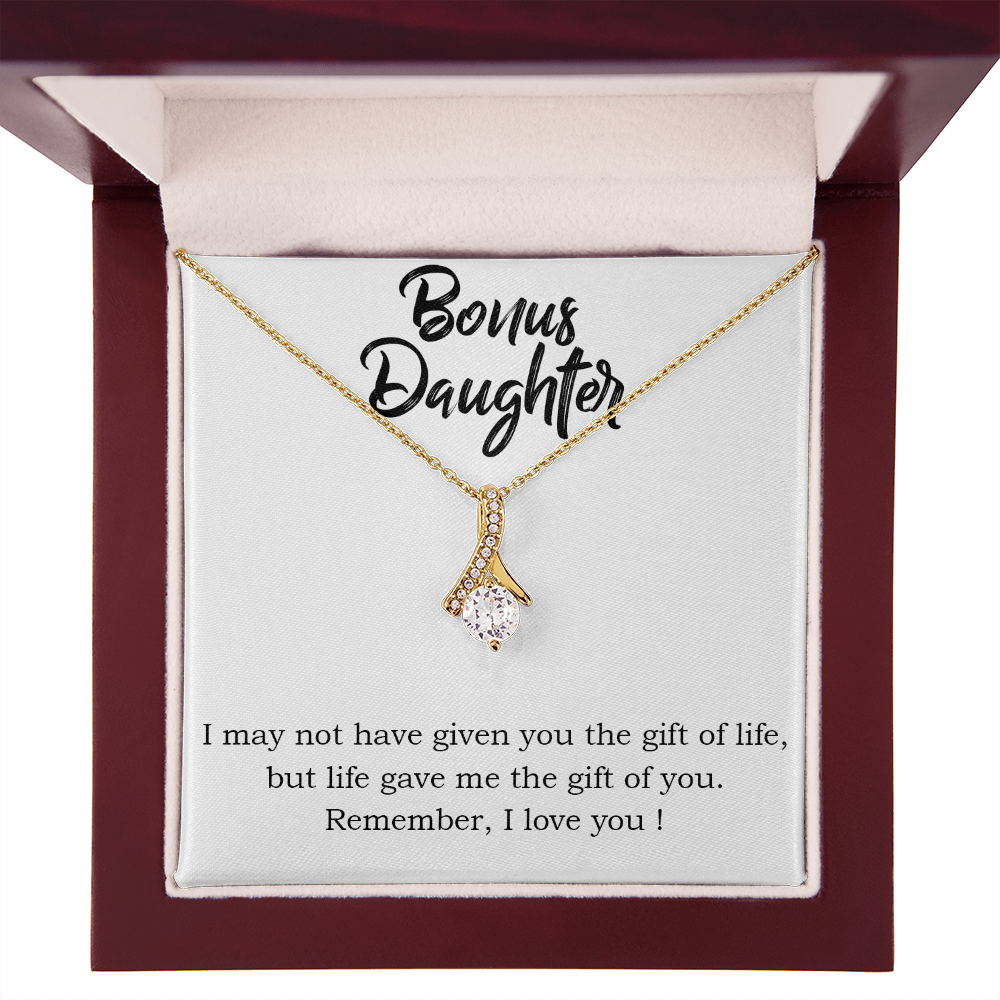 To My Stepdaughter Bonus Daughter Alluring Ribbon Necklace Message Card-Express Your Love Gifts