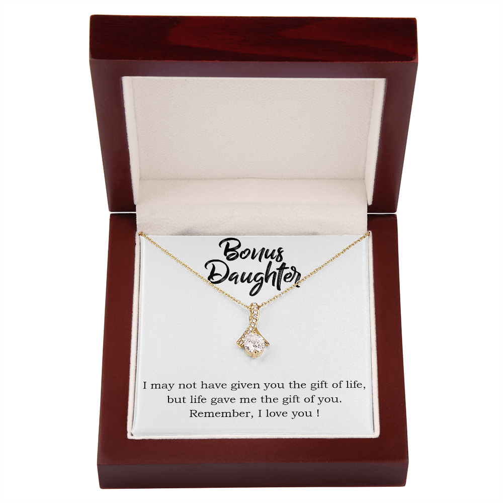 To My Stepdaughter Bonus Daughter Alluring Ribbon Necklace Message Card-Express Your Love Gifts