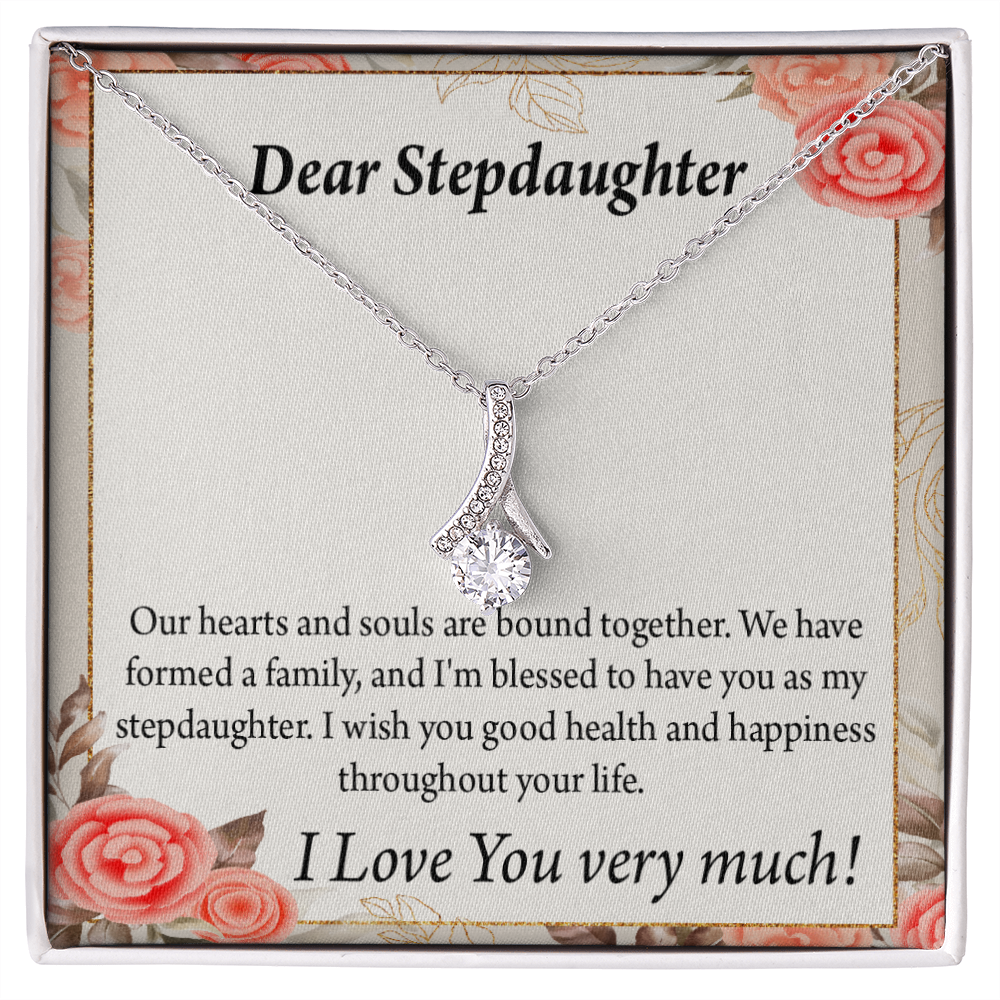 To My Stepdaughter Bound Together Alluring Ribbon Necklace Message Card-Express Your Love Gifts