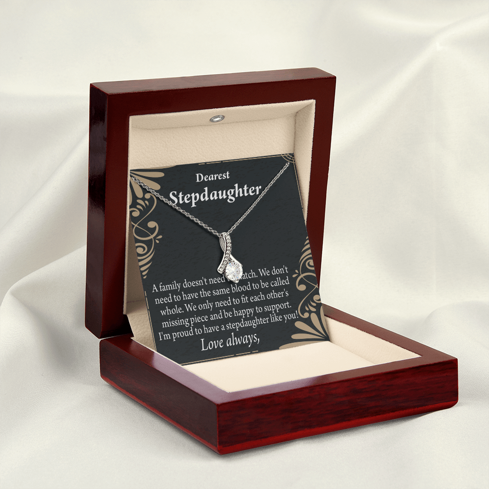 To My Stepdaughter Family Reminder Alluring Ribbon Necklace Message Card-Express Your Love Gifts