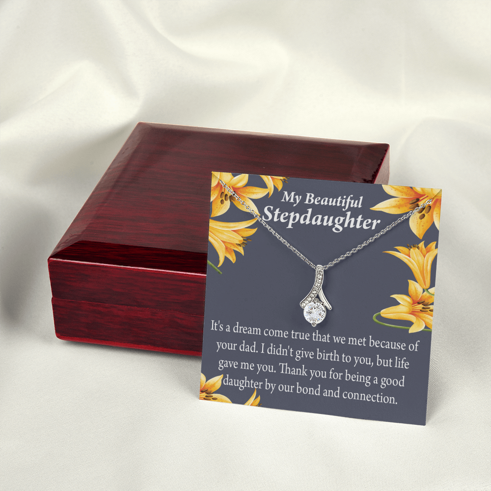 To My Stepdaughter Life's Gift Alluring Ribbon Necklace Message Card-Express Your Love Gifts