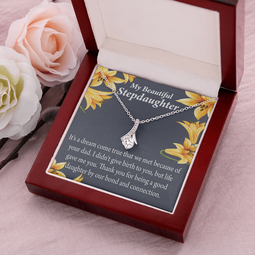 To My Stepdaughter Life's Gift Alluring Ribbon Necklace Message Card-Express Your Love Gifts