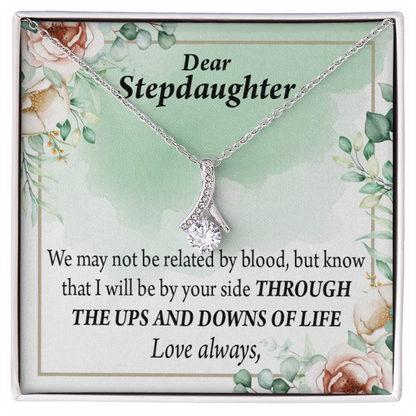 To My Stepdaughter Love Always Alluring Ribbon Necklace Message Card-Express Your Love Gifts