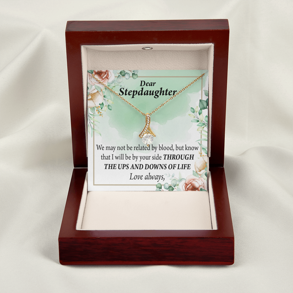 To My Stepdaughter Love Always Alluring Ribbon Necklace Message Card-Express Your Love Gifts