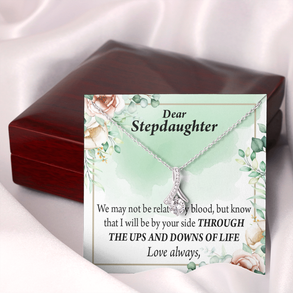 To My Stepdaughter Love Always Alluring Ribbon Necklace Message Card-Express Your Love Gifts