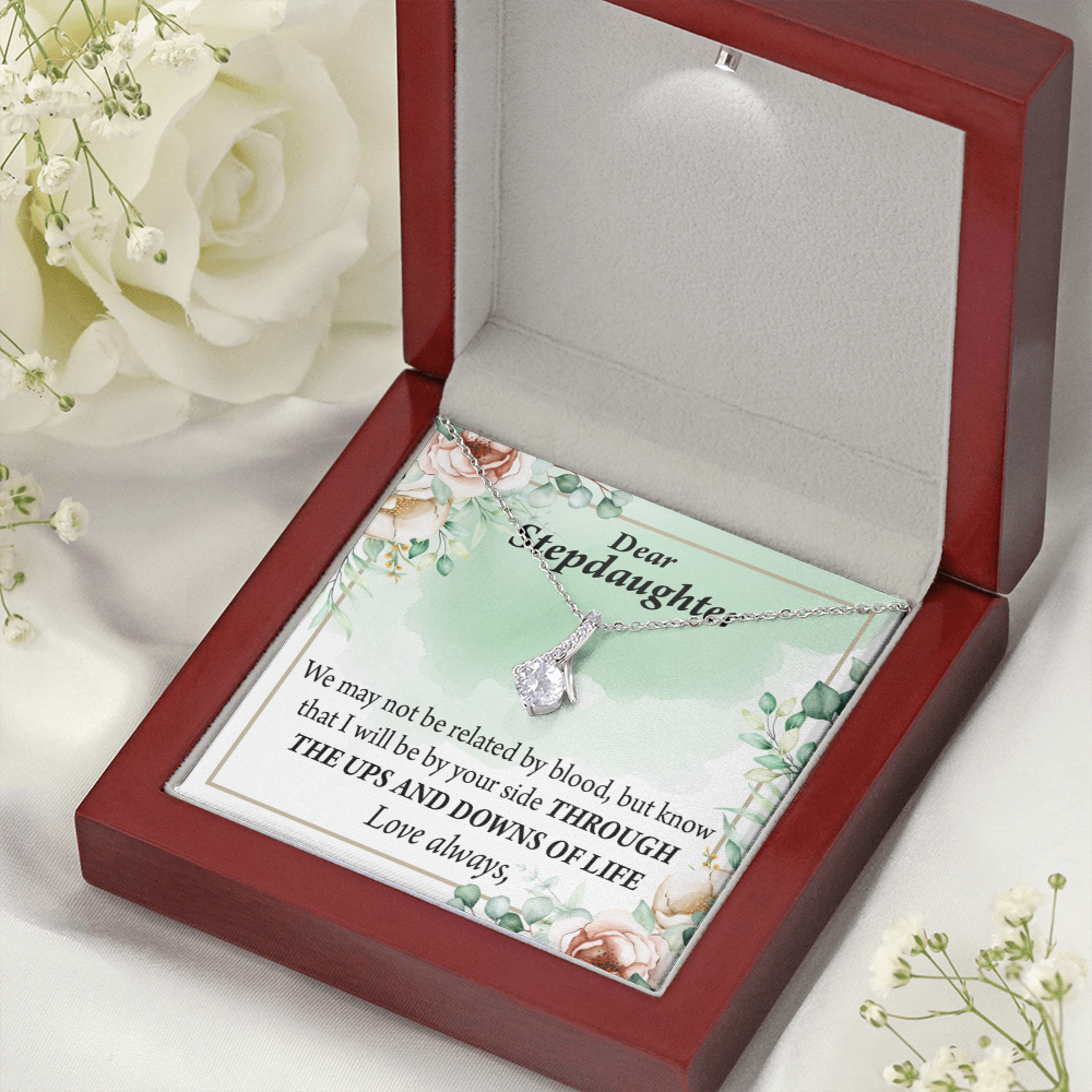 To My Stepdaughter Love Always Alluring Ribbon Necklace Message Card-Express Your Love Gifts