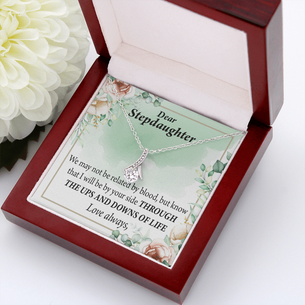 To My Stepdaughter Love Always Alluring Ribbon Necklace Message Card-Express Your Love Gifts