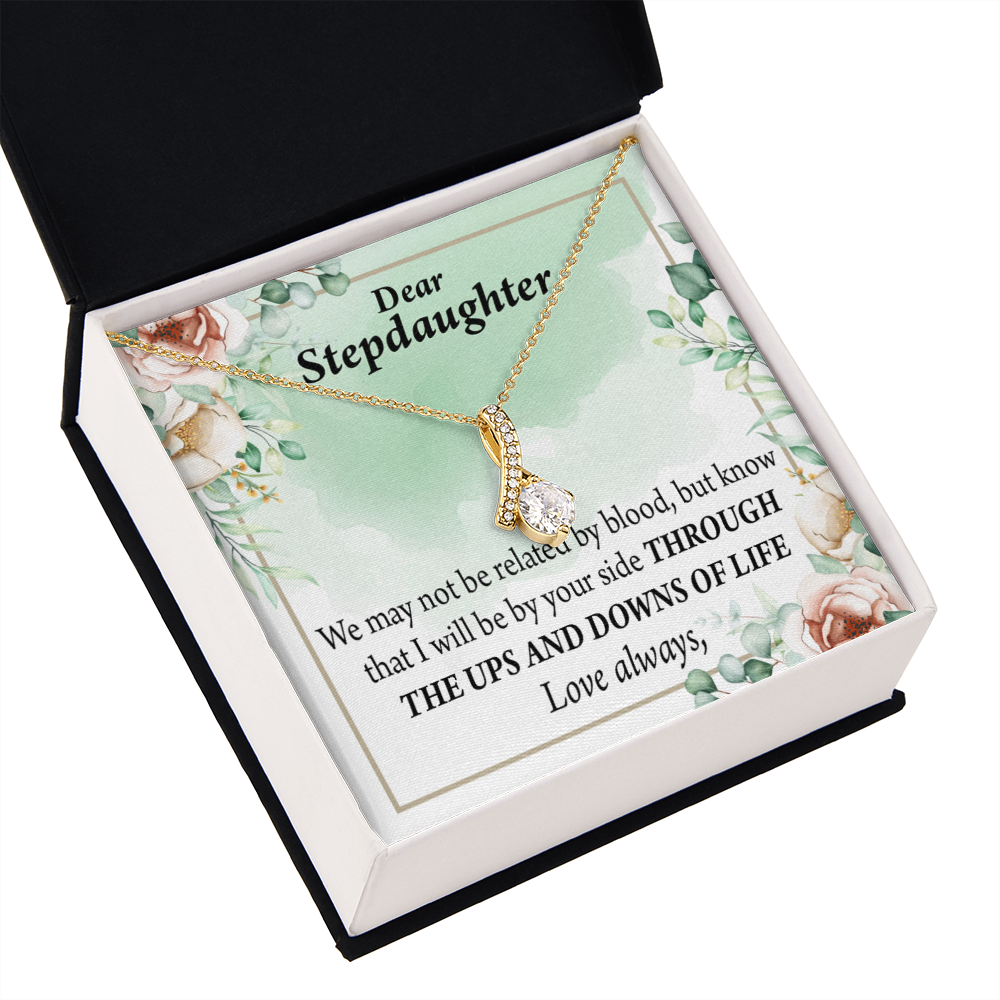 To My Stepdaughter Love Always Alluring Ribbon Necklace Message Card-Express Your Love Gifts