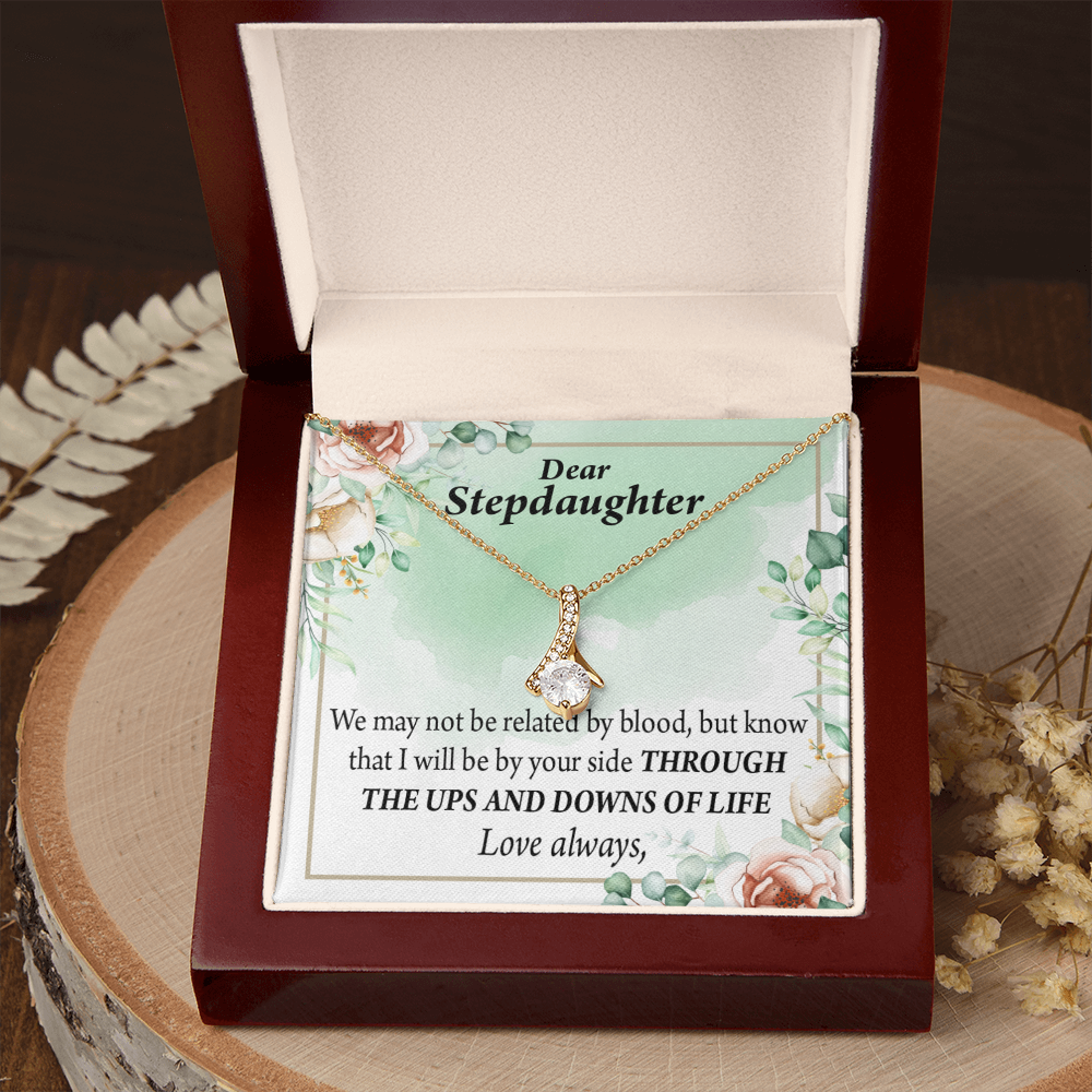 To My Stepdaughter Love Always Alluring Ribbon Necklace Message Card-Express Your Love Gifts