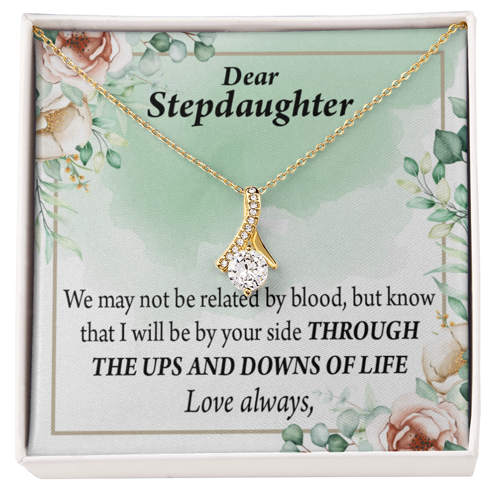 To My Stepdaughter Love Always Alluring Ribbon Necklace Message Card-Express Your Love Gifts