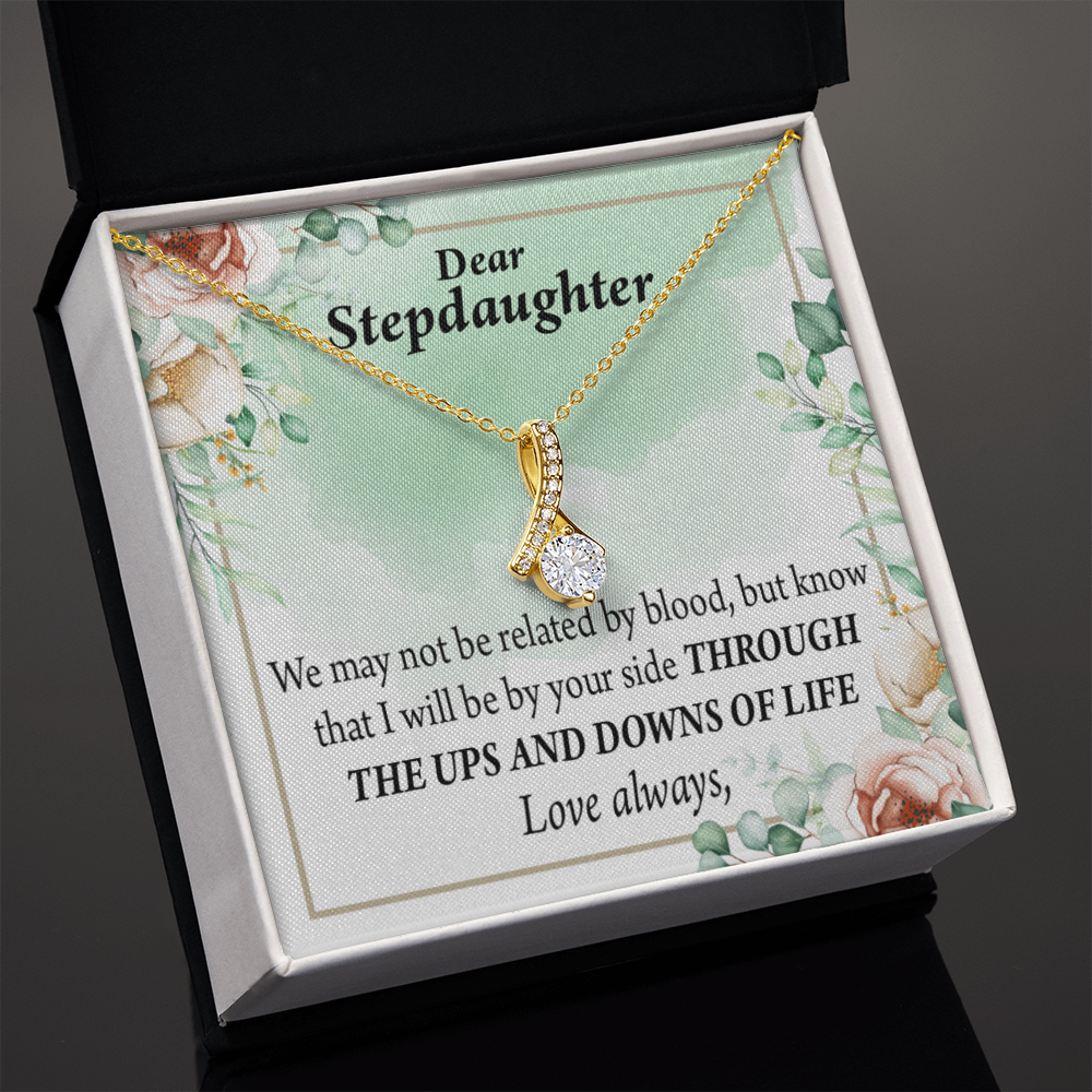 To My Stepdaughter Love Always Alluring Ribbon Necklace Message Card-Express Your Love Gifts