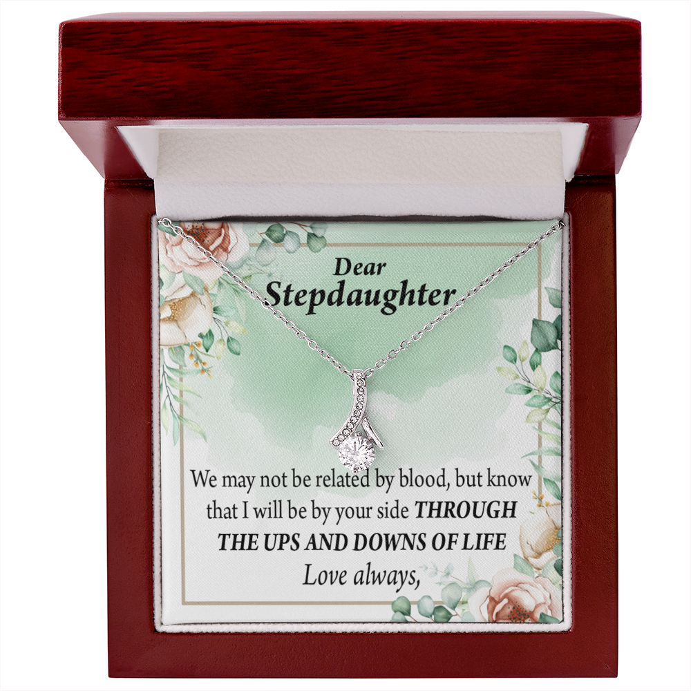 To My Stepdaughter Love Always Alluring Ribbon Necklace Message Card-Express Your Love Gifts