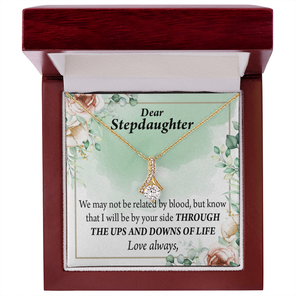 To My Stepdaughter Love Always Alluring Ribbon Necklace Message Card-Express Your Love Gifts