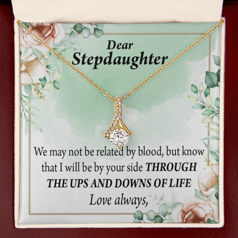 To My Stepdaughter Love Always Alluring Ribbon Necklace Message Card-Express Your Love Gifts