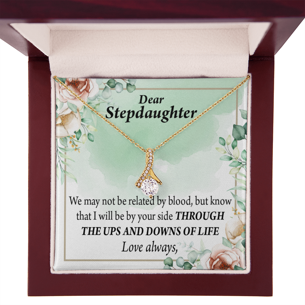 To My Stepdaughter Love Always Alluring Ribbon Necklace Message Card-Express Your Love Gifts