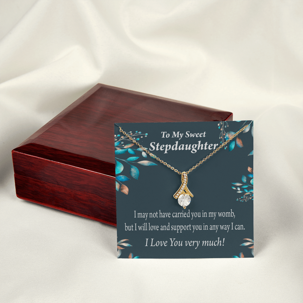 To My Stepdaughter Love & Support Alluring Ribbon Necklace Message Card-Express Your Love Gifts
