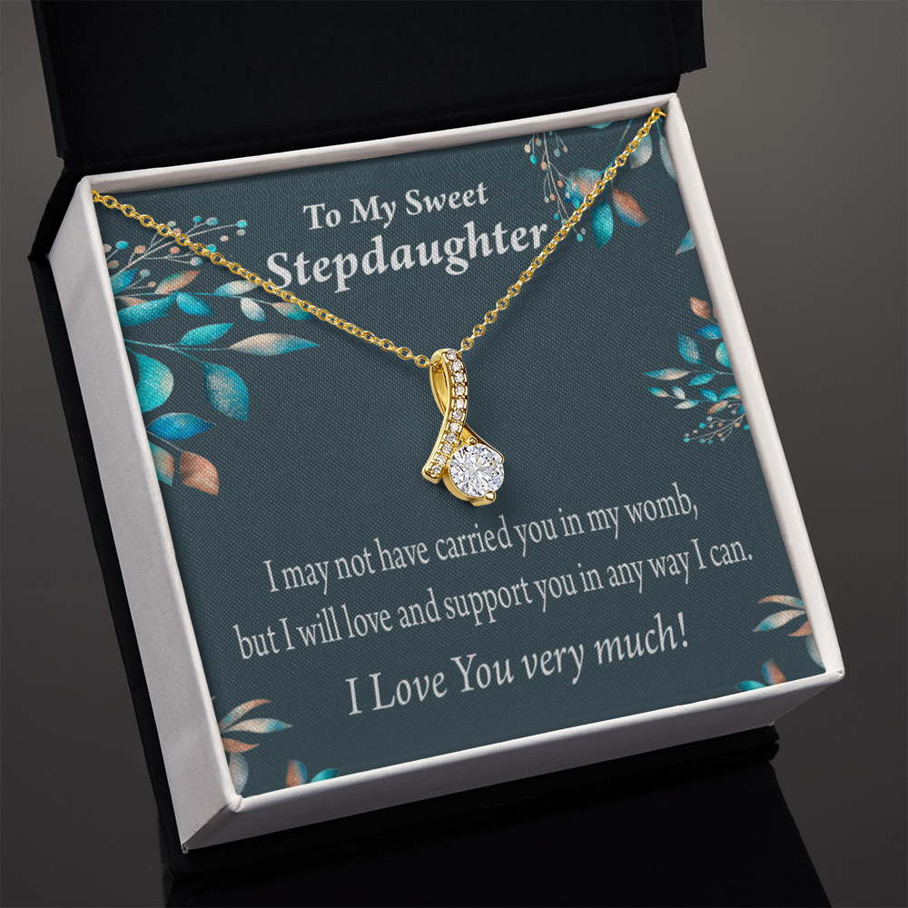 To My Stepdaughter Love & Support Alluring Ribbon Necklace Message Card-Express Your Love Gifts