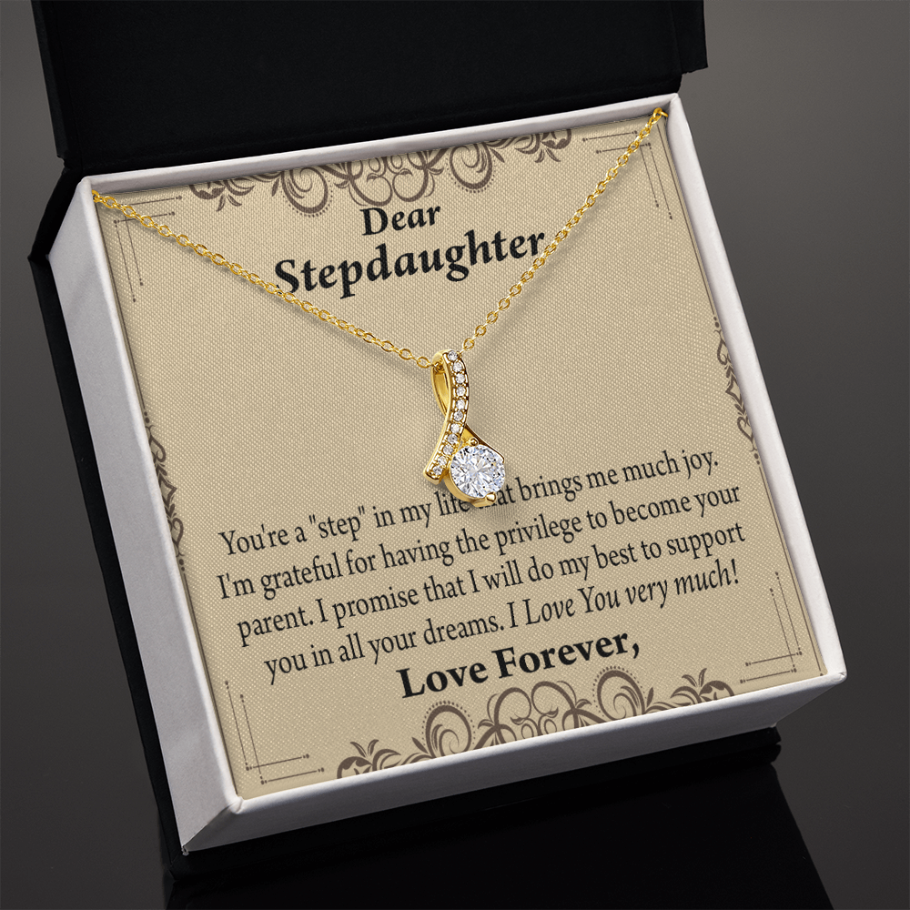 To My Stepdaughter Milestones Alluring Ribbon Necklace Message Card-Express Your Love Gifts