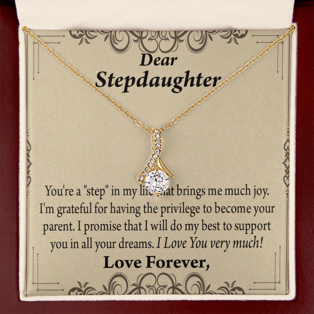 To My Stepdaughter Milestones Alluring Ribbon Necklace Message Card-Express Your Love Gifts