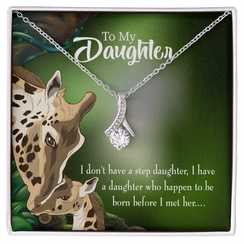To My Stepdaughter Mom Alluring Ribbon Necklace Message Card-Express Your Love Gifts
