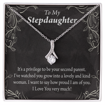 To My Stepdaughter Proud of You Alluring Ribbon Necklace Message Card-Express Your Love Gifts