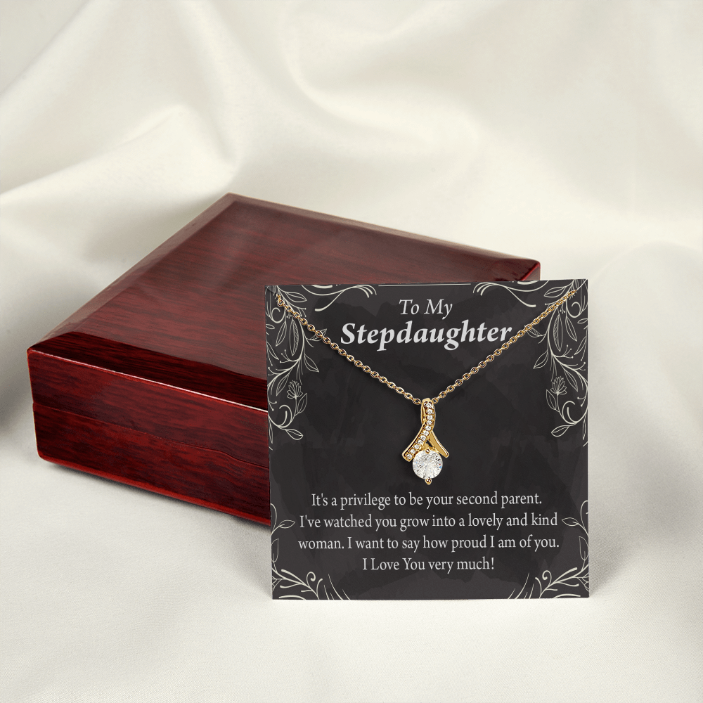 To My Stepdaughter Proud of You Alluring Ribbon Necklace Message Card-Express Your Love Gifts