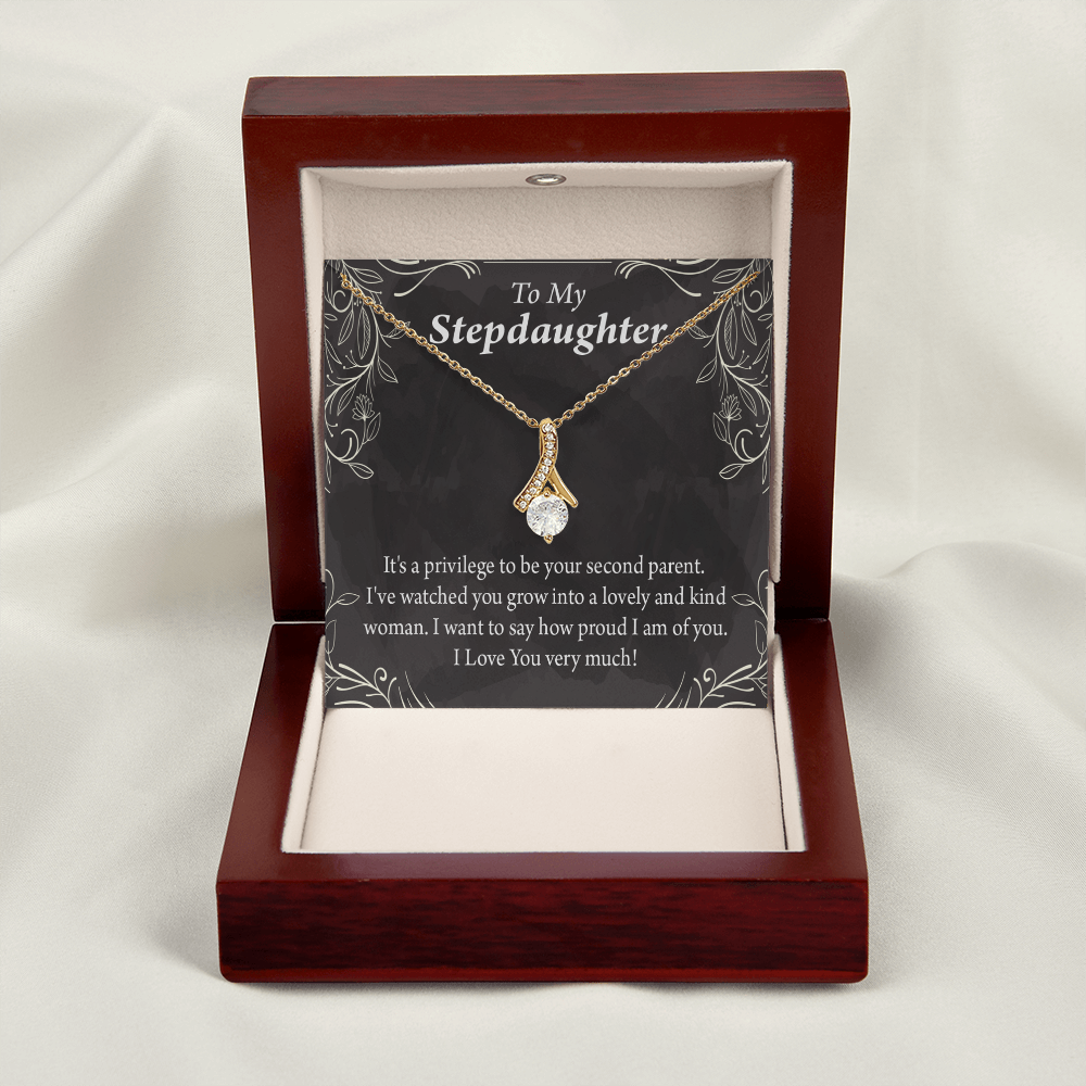 To My Stepdaughter Proud of You Alluring Ribbon Necklace Message Card-Express Your Love Gifts