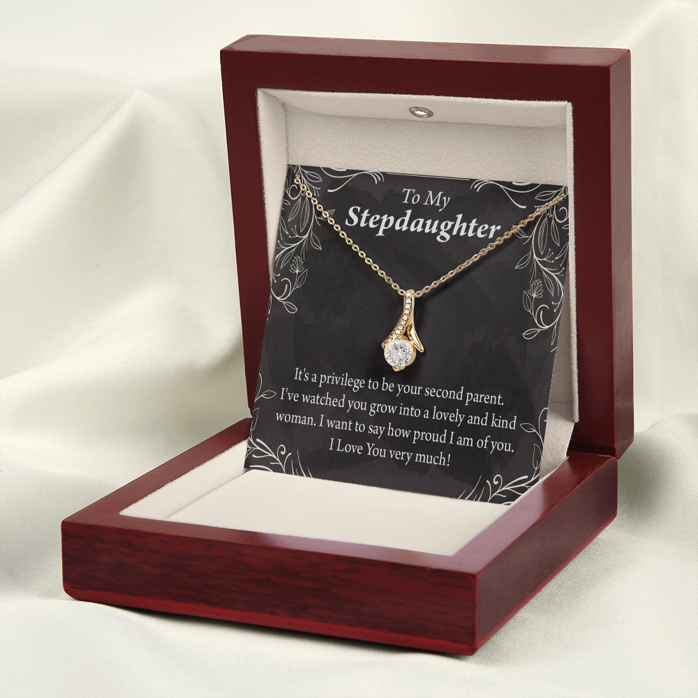 To My Stepdaughter Proud of You Alluring Ribbon Necklace Message Card-Express Your Love Gifts