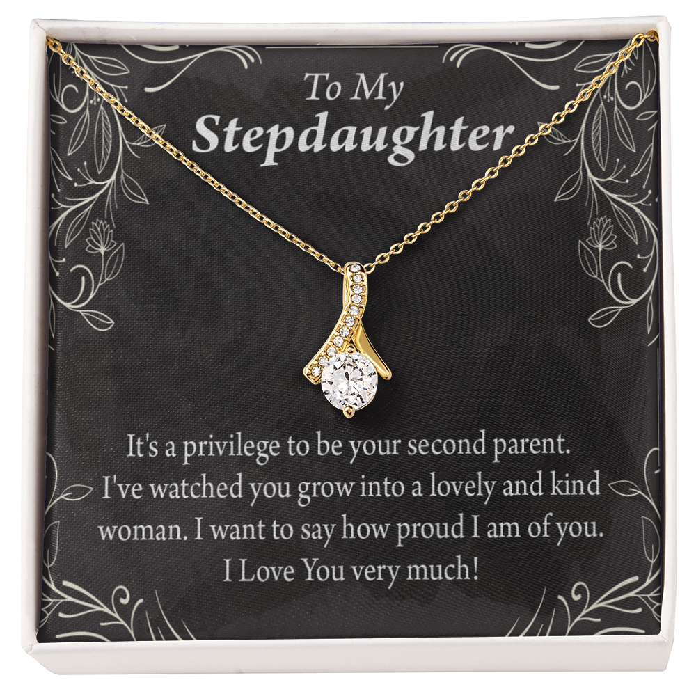 To My Stepdaughter Proud of You Alluring Ribbon Necklace Message Card-Express Your Love Gifts