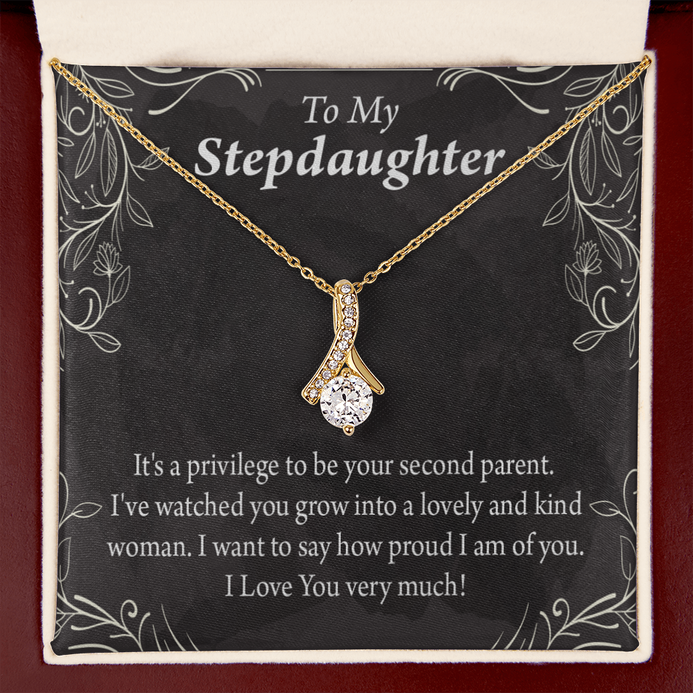 To My Stepdaughter Proud of You Alluring Ribbon Necklace Message Card-Express Your Love Gifts