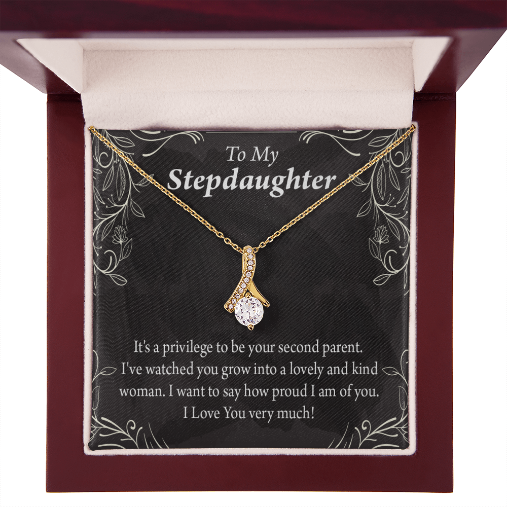 To My Stepdaughter Proud of You Alluring Ribbon Necklace Message Card-Express Your Love Gifts