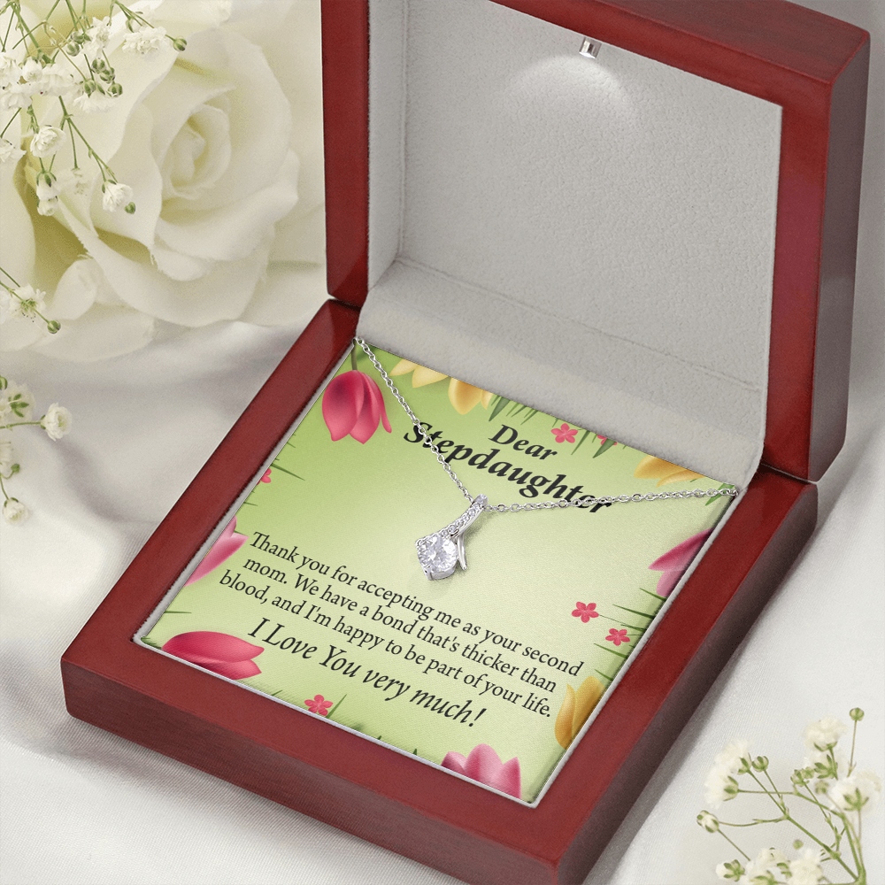 To My Stepdaughter Thicker than Blood Alluring Ribbon Necklace Message Card-Express Your Love Gifts