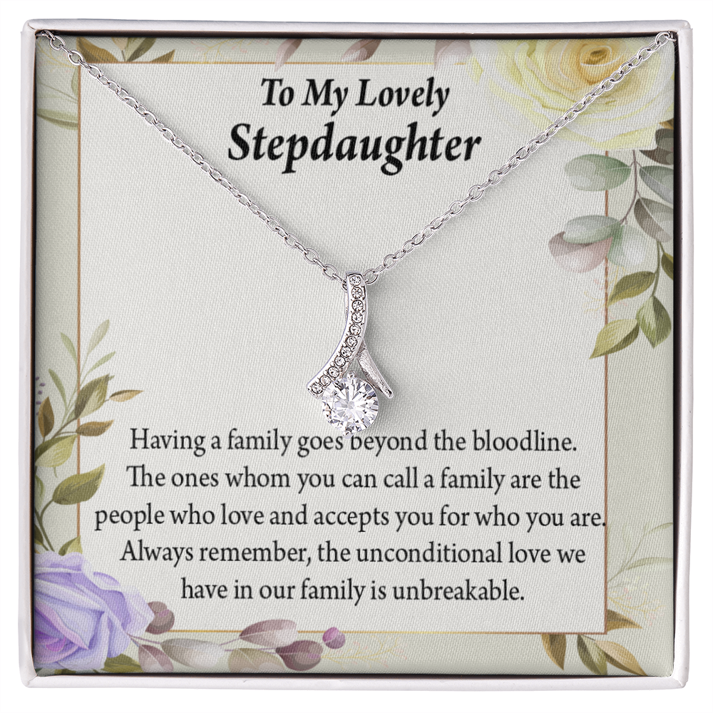 To My Stepdaughter Unbreakable Bond Alluring Ribbon Necklace Message Card-Express Your Love Gifts