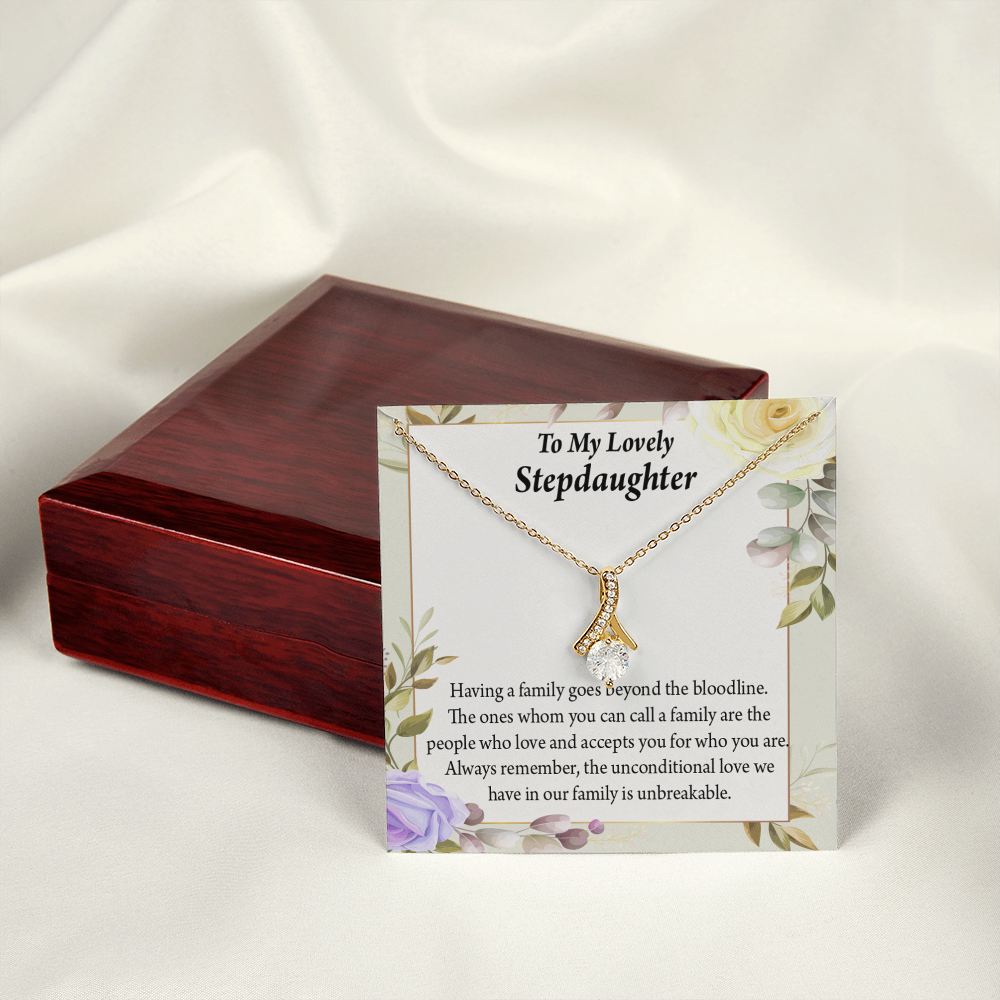 To My Stepdaughter Unbreakable Bond Alluring Ribbon Necklace Message Card-Express Your Love Gifts