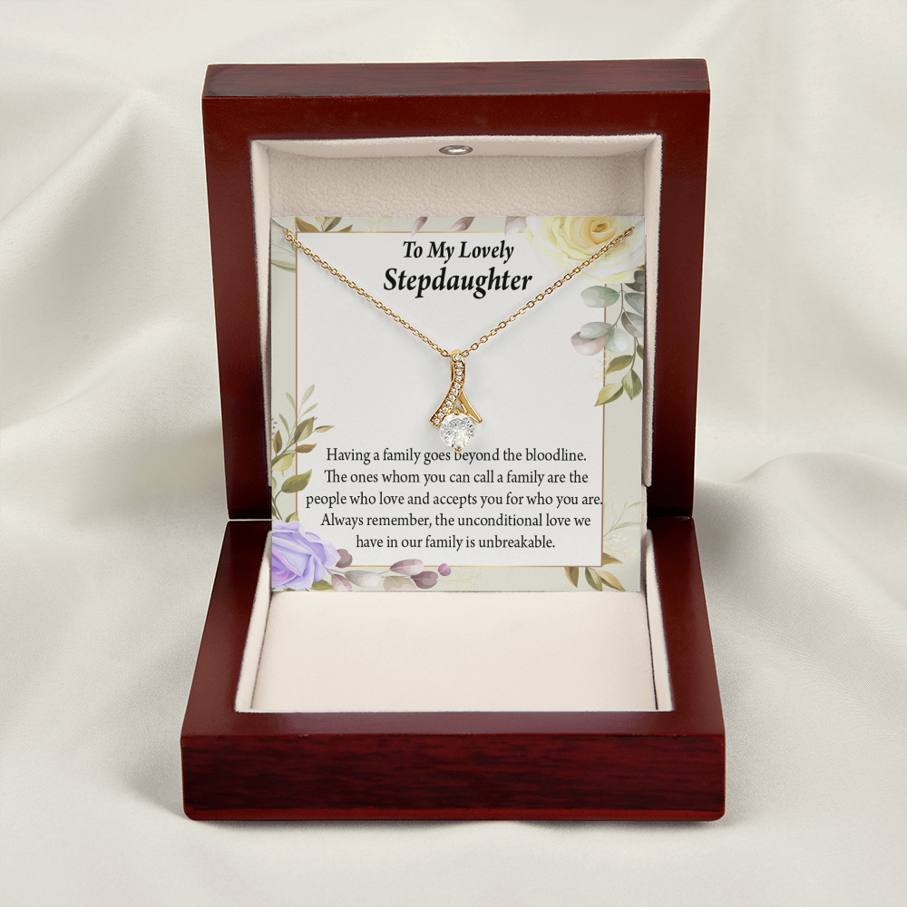 To My Stepdaughter Unbreakable Bond Alluring Ribbon Necklace Message Card-Express Your Love Gifts