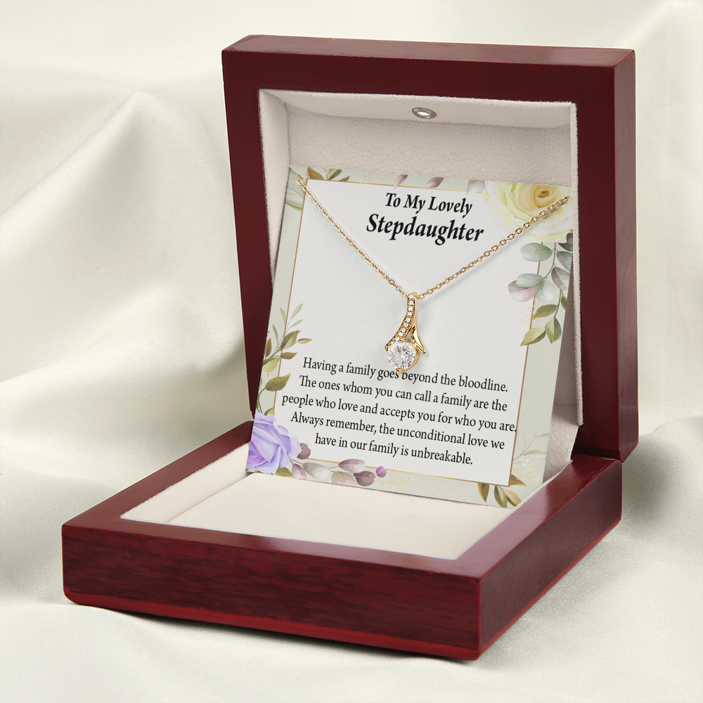 To My Stepdaughter Unbreakable Bond Alluring Ribbon Necklace Message Card-Express Your Love Gifts