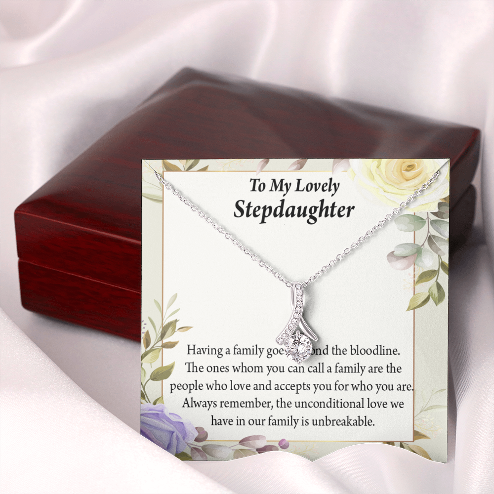 To My Stepdaughter Unbreakable Bond Alluring Ribbon Necklace Message Card-Express Your Love Gifts